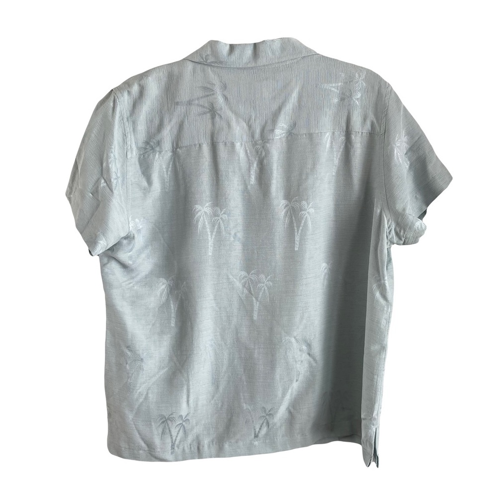 Tiki Classics Silk Palm Tree Tropical Hawaiian Polo Button Front‎ T-Shirt Large - Picture 3 of 5